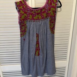 Mi Golondrina Blue Flores Dress Size S